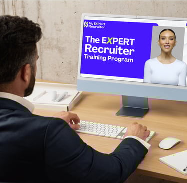 person watching The Expert Recruiter Training Program on a computer