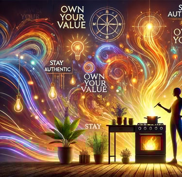 a person standing in front of a colorful wallpaper