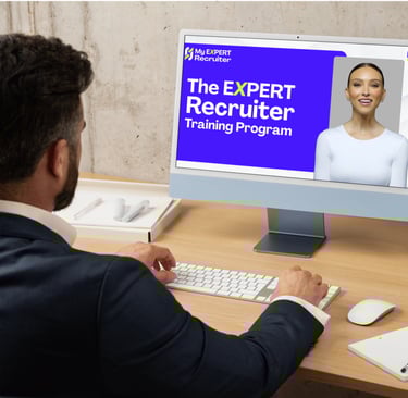 person watching The Expert Recruiter Training Program on a computer