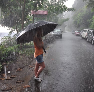 pouring rain by lake Tondano, sulawesi, indonesia