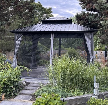A 10 x 12 metal gazebo assembled for a client in Danvers, MA.