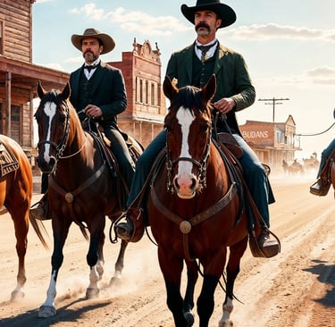 Wyatt Earp, Virgil Earp, Morgan Earp, and Celia Ann "Mattie" Blaylock, arrive in Tombstone