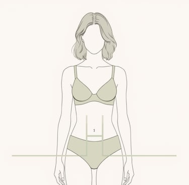 Illustration d’une femme à la morphologie en H, avec épaules, taille et hanches alignées, soulignée