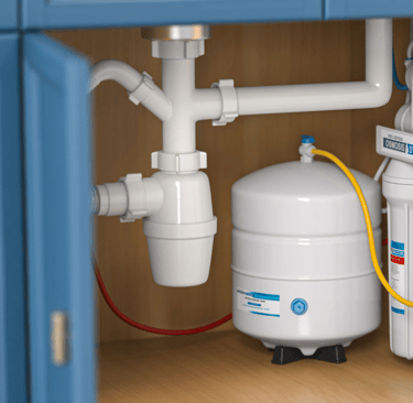 a kitchen sink with a water filterer and a water filterer