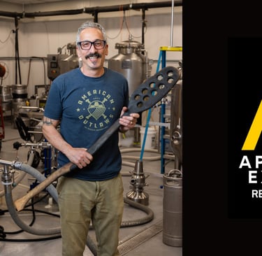 image of dr. bret taubman in a brewery and the appalachian excellence logo