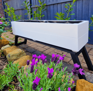 wooden trough planter box made from quality wood painted in colour white