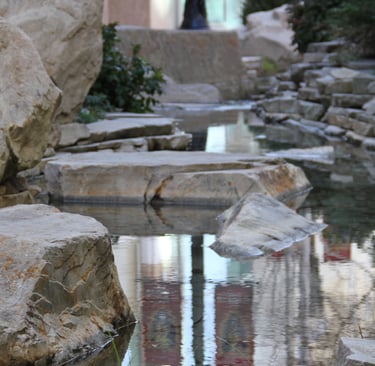 A water feature in City Creek Shopping Center