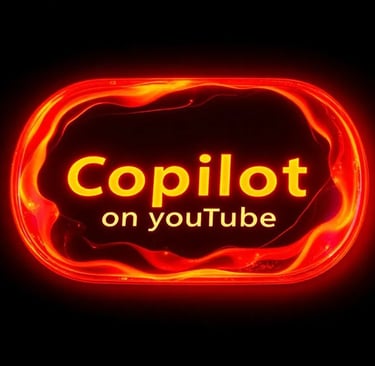 a neon sign that says, copilot on youtube