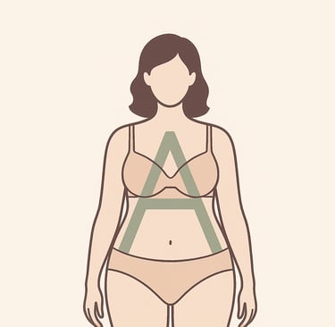 Illustration d’une femme avec une morphologie en A, Idéal pour choisir une robe