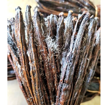 Up-close crystalized / frozen vanilla beans