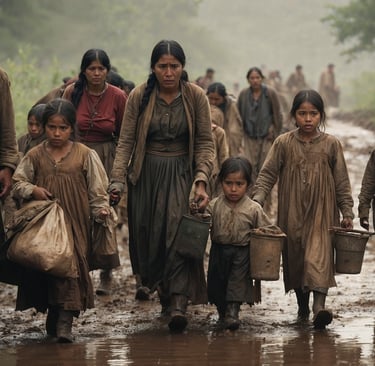 Cherokee women and children along The Trail of Tears