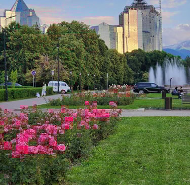 beautiful green area in Almaty, Kazazkstan