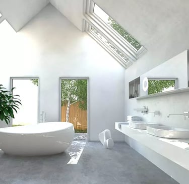 Baño acristalado con cristal inteligente SPD