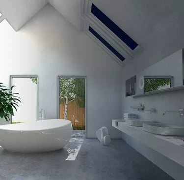 Baño acristalado con cristal inteligente SPD