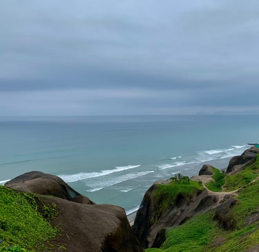 Cliffside boardwalk view, Lima, Peru.
