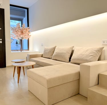 Ground floor - Living room with Sofa bed and 58' 4K TV.