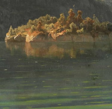 a painting of a bridal party in a boat wearing traditional costume