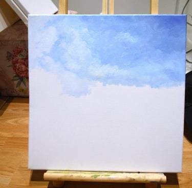 a painting of a sky with clouds