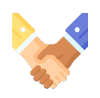 Icono de manos entrelazadas que representa acompañamiento a la hora de emprender y poner un negocio. 