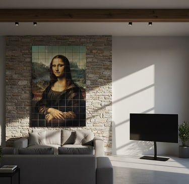 La Mona Lisa en un mural de azulejos personalizados