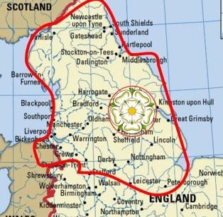 Yorkshire Rose is 30 mile radius, Thick red line is Limit Of Exploitation.