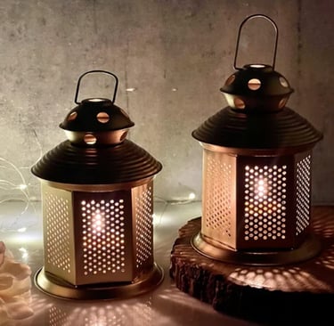 Lalten for candle made up with brass