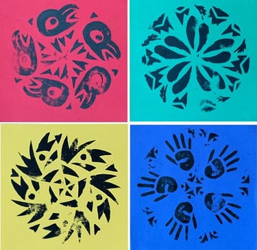 radial shaped prints with 4 different designs