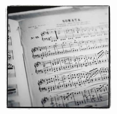 Beethoven's sonata as an analogue photograph. Black and white fine art photography.