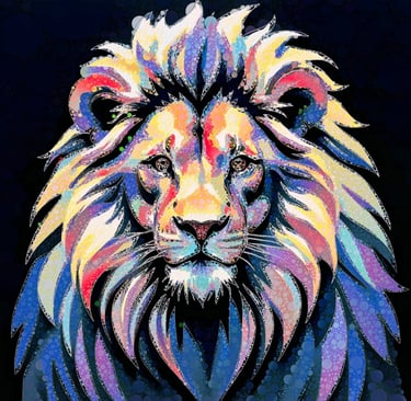 Abstract Male lion, digital artwork by Philip Preston.