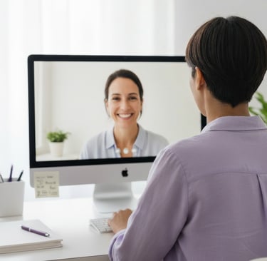 consulenza brand designer che lavora a una brand identity con palette colori, laptop e bozze