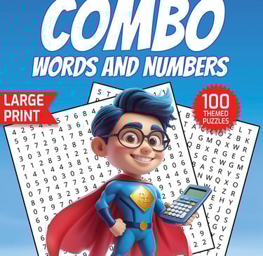puzzle power combo word number searches large print educational math themed puzzle book liora onyx cover