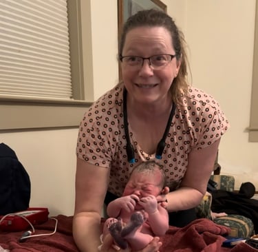 Katy making footprints