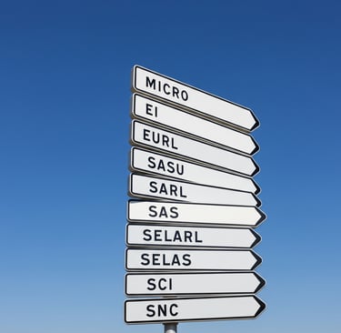 panneaux montrant les différents  statuts juridiques