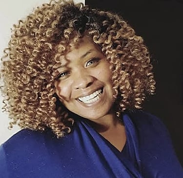 a woman with blonde crochet