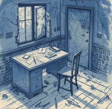 a desk with a chair and a desk with a chair