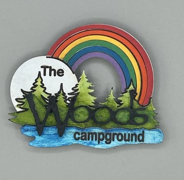 laser cut and painted campground souvenir magnet