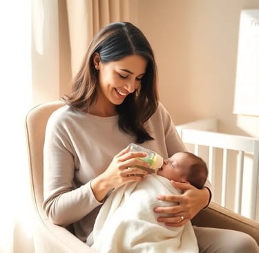 a woman holding a baby in her arms