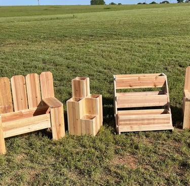 Bench Cedar Planter, Basalt Cedar Planter, Triple Tier Cedar Planter, Bench Cedar Planter