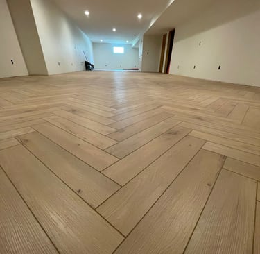 herringbone pattern flooring installation