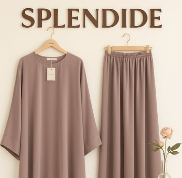 Ensemble Haut large 3/4 avec jupe simple.