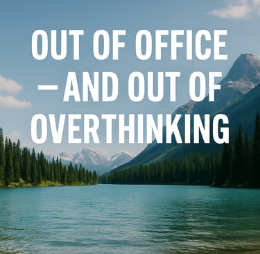 a wooden dock with a quote about out of office