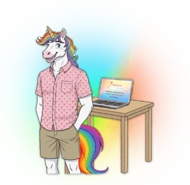 LGBT unicorn having just completed his order from flamingay.com