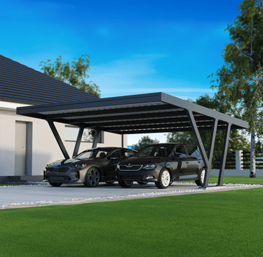Wiata samochodowa dwustanowiskowa Eco-Prefab z dachem jednospadowym