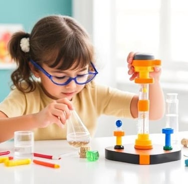 a little girl is doing science experiments