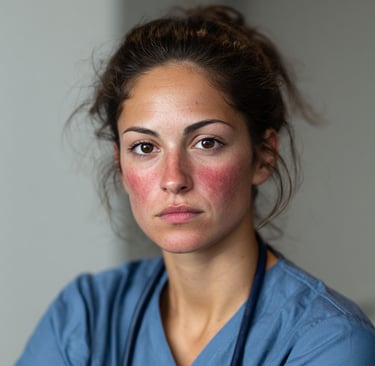 Nurse with lupus butterfly rash