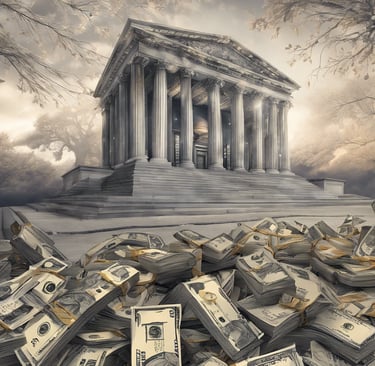 Until debt tear us apart printed red brick wall at daytime