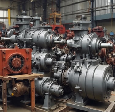 a bunch of metal pipes and pipes in a warehouse