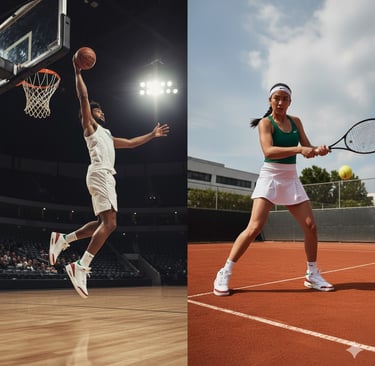 two people playing tennis on a court wearing jordan shoes