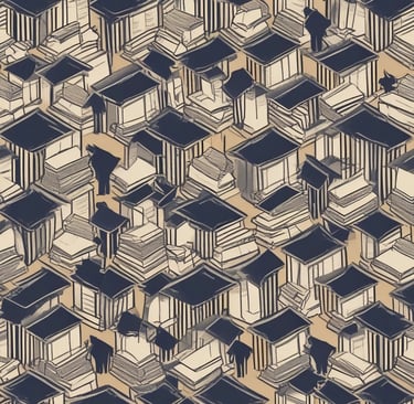 Stacks of books on the floor