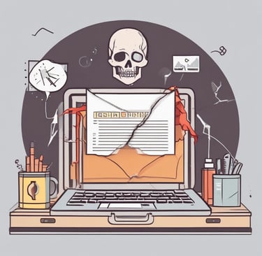 a laptop computer with a skull head on it